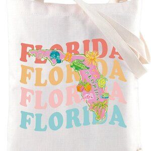 Florida State Map Tote Canvas Large Capacity Reusable Travel Shopping Bag